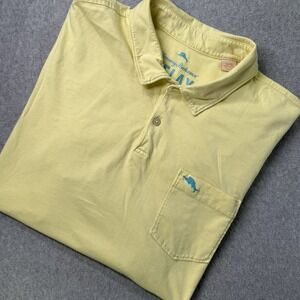 Tommy Bahama Relax Polo Shirt XL Yellow 100% Pima Cotton‎ Pocket Logo Marlin